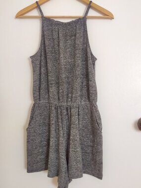 Linen blend terry knit romper sz XS grey